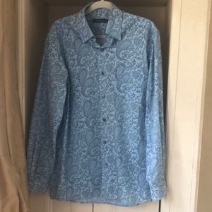 ERMENEGILDO ZEGNA COTTON BLEND PAISLEY DRESS SHIRT SIZE M EXCELLENT CONDITION